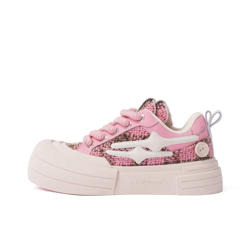 KILLWINNER Wear Resistant Slip Resistant Low Top Skateboard Shoes Unisex Pink-1