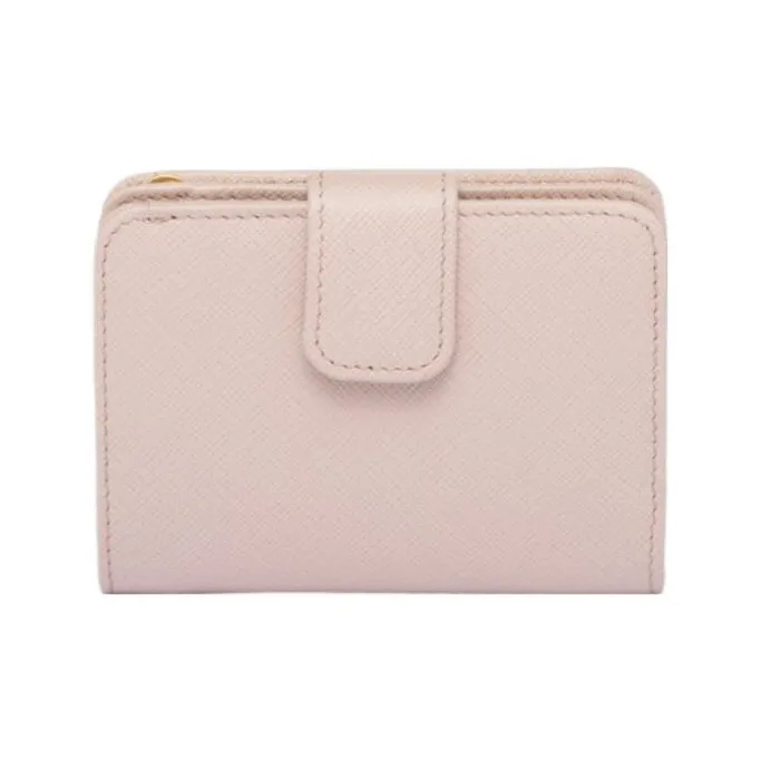 PRADA Saffiano Leather Wallet Small Size Women's Water Lily/Pink-1