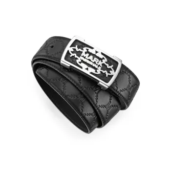 FAIRWHALE Brand Unique Design Stainless Steel Plate Buckle Genuine Leather Belts Men's Width 3.5cm
