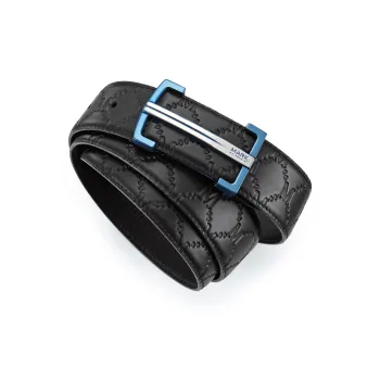 FAIRWHALE Brand Logo Textured Plate Buckle Durable Premium Cow Leather Stainless Steel Leather Belts Men's Width 3.5CM