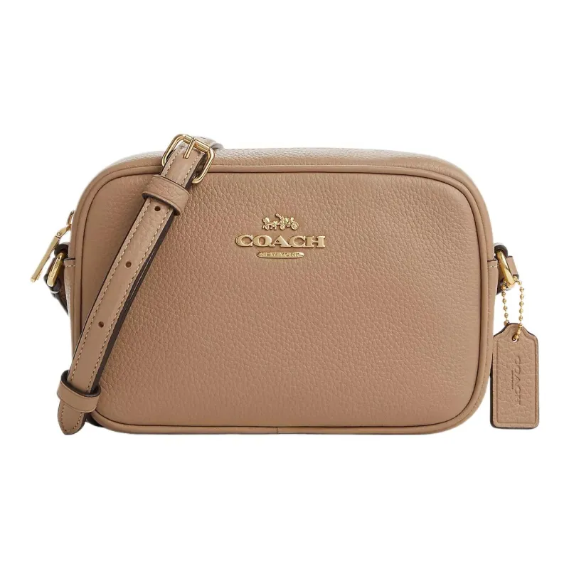 COACH Jamie Leather Shoulder Bag, Crossbody Bag Trumpets Women's Gold & Taupe-0