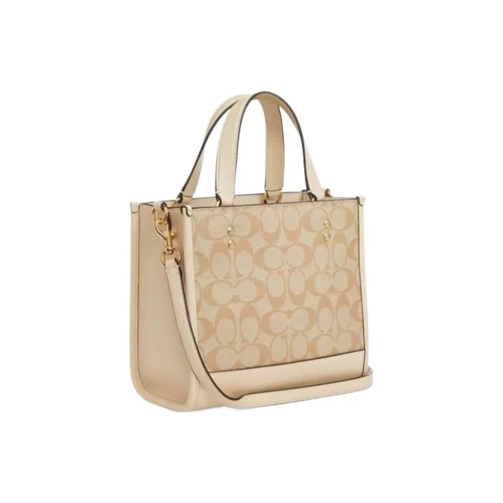 COACH Dempsey PVC With Cow Leather Tote Bag, Shopping Bag, Shoulder Bag, Handbag Small Size Women's Light Khaki-1