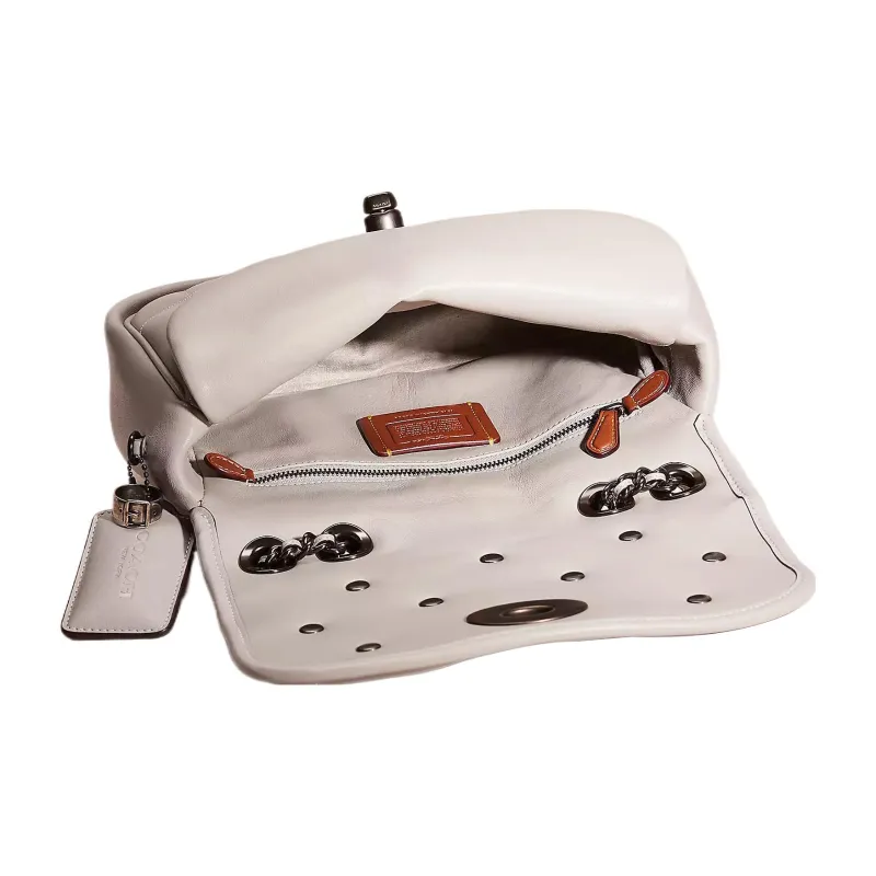 COACH Madison Nappa Leather Pillow Bag Handbag Shoulder Bag Women's White And Silver With Dove Gray-1