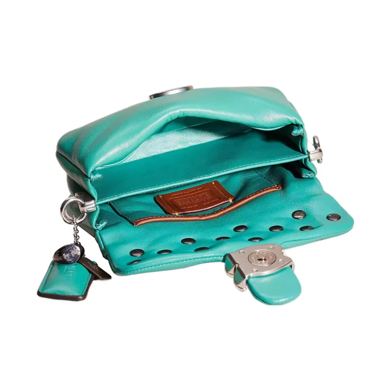 COACH Pillow Nappa Leather Pillow Bag Handbag, Shoulder Bag Small Size Women's Bright Green-1