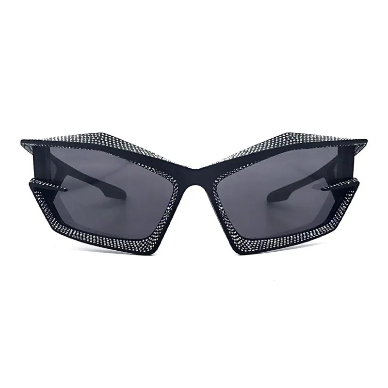 GIVENCHY Acetate Irregular Shape Sunglasses Unisex Black-0