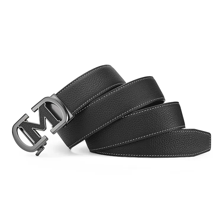 FAIRWHALE Brand Logo Automatic Buckle Vintage Leather Belts Men's Width 3.5CM-2