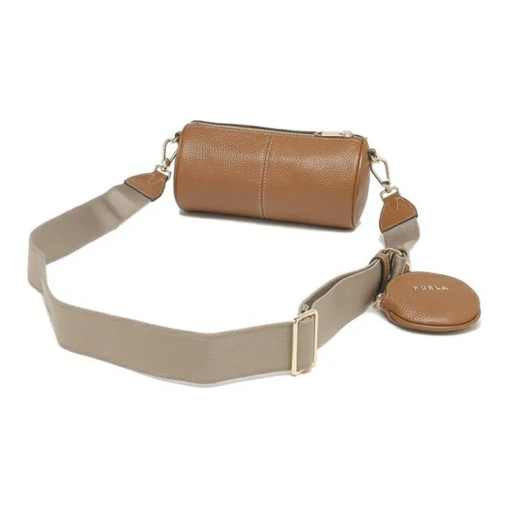Furla Leather Cylinder Bag, Crossbody Bag, Shoulder Bag Mini Women's Brown-6