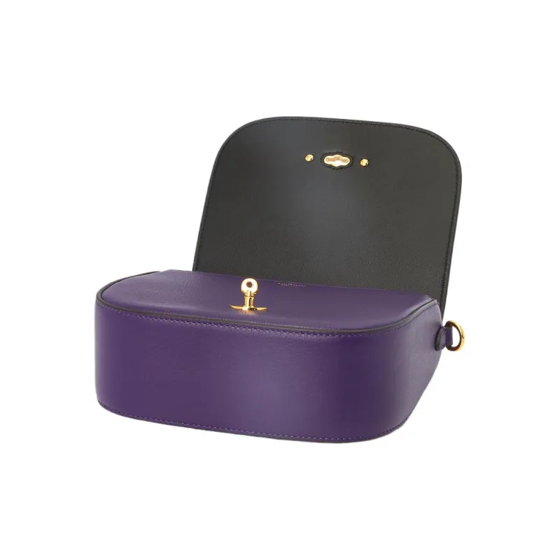 Mulberry Leather Shoulder Bag Crossbody Bag Women's Purple-4