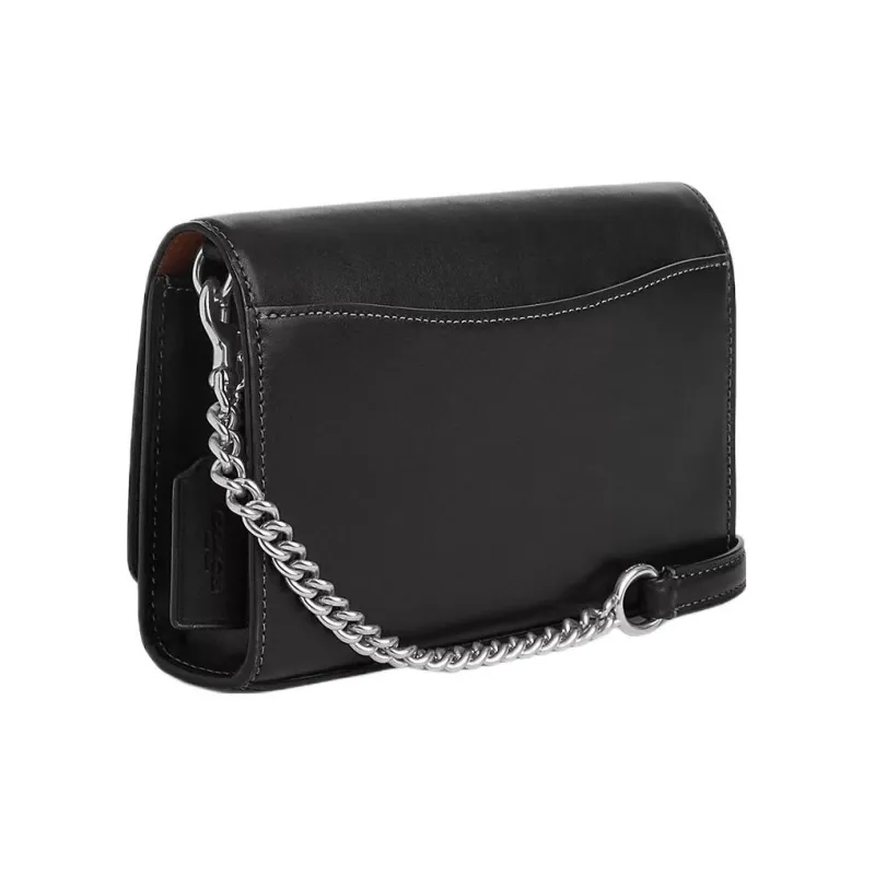 COACH Refined Calfskin Envelope Bag, Shoulder Bag, Crossbody Bag Trumpets Women's Silver & Black-1