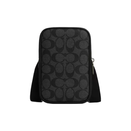 COACH PVC Cow Leather Patchwork Camera Bag Shoulder Bag Crossbody Bag Mini Unisex Black