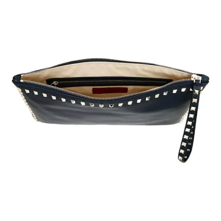 Valentino Leather Clutch Women's Navy-4