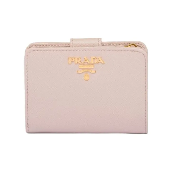 PRADA Saffiano Leather Wallet Small Size Women's Water Lily/Pink-0