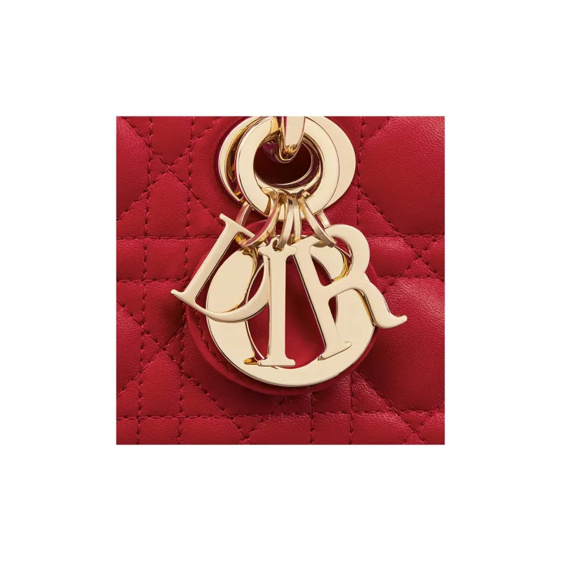 DIOR Lady D-JOY Lambskin Dior Bag Shoulder Bag Crossbody Bag Handbag Small Size Women's Red-6