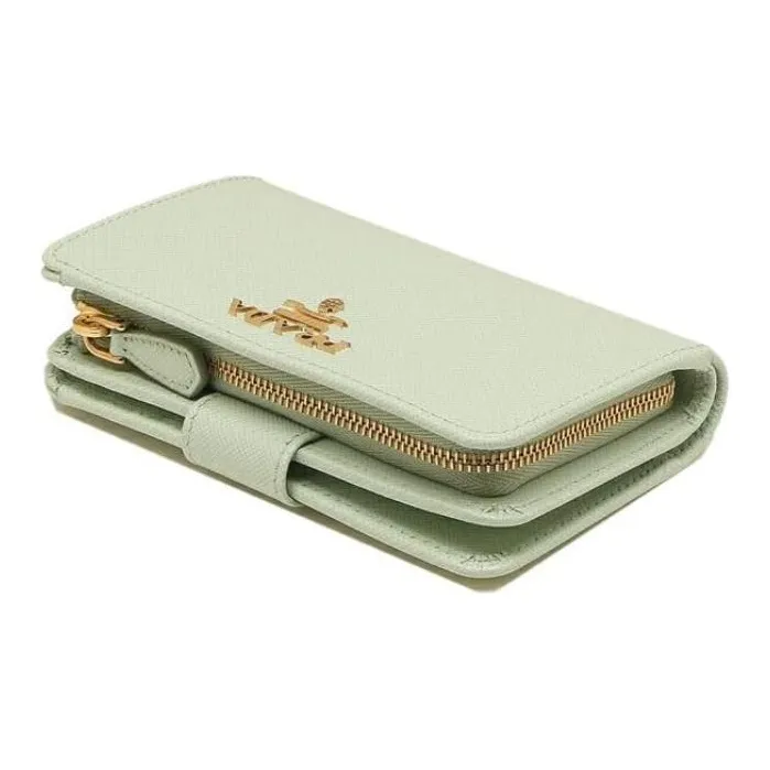 PRADA Saffiano Leather Wallet Women's Light Green-5