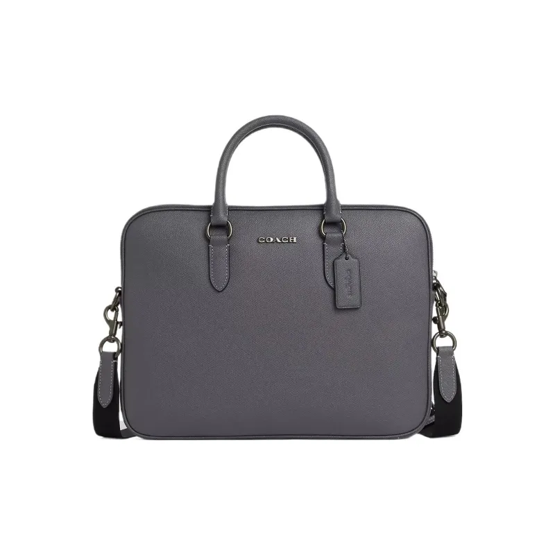 COACH Split Cow Leather Portable One Shoulder Crossbody Briefcase Tubas Men's Industrial Gray-0