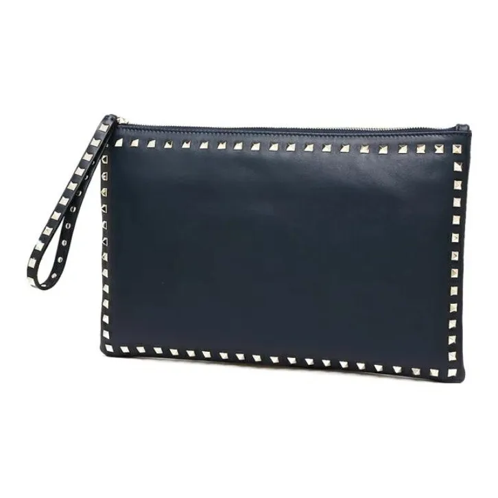 Valentino Leather Clutch Women's Navy-2