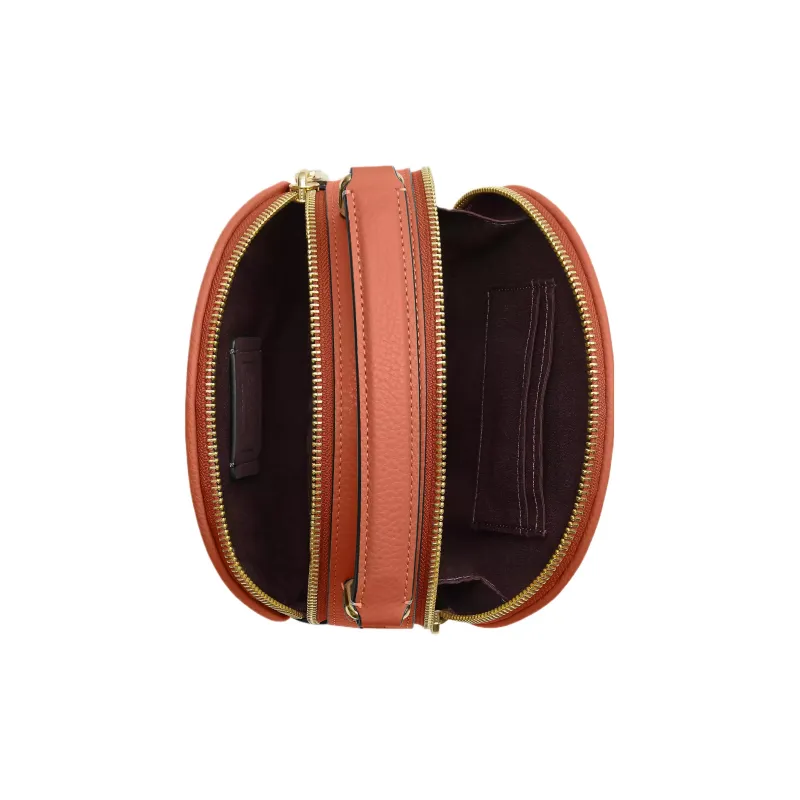 COACH Canteen High-Quality Pebbled Leather Handbag Shoulder Bag Crossbody Bag Small Size Women's Sunset Brown-1