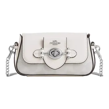 COACH Canvas With Leather Shoulder Bag Crossbody Bag Mini Women's White