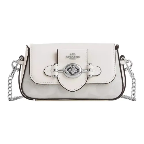 COACH Canvas With Leather Shoulder Bag Crossbody Bag Mini Women's White