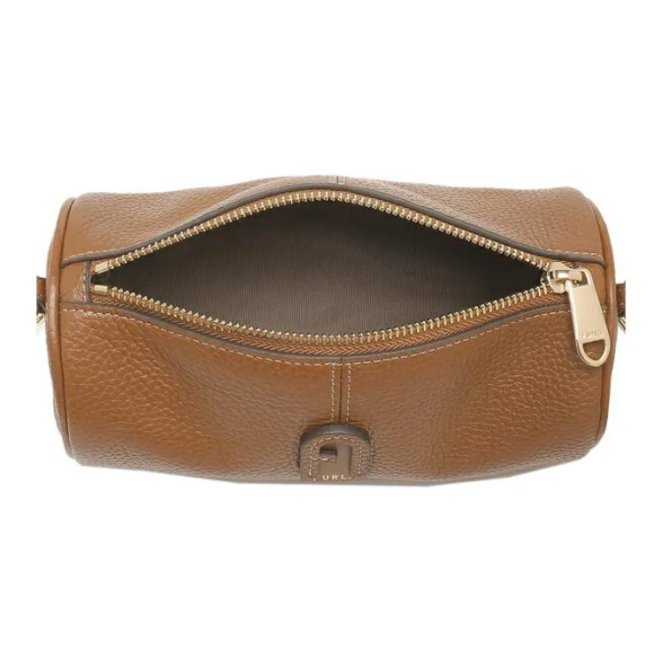 Furla Leather Cylinder Bag, Crossbody Bag, Shoulder Bag Mini Women's Brown-5