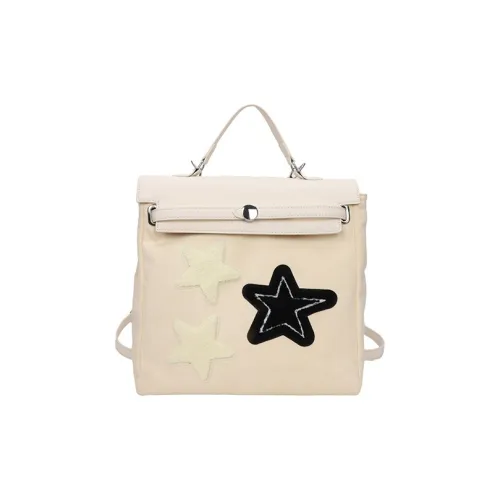 JANE KLAIN Patchwork PU Leather Carry Backpack Regular Women's Ecru/Khaki/Coffee