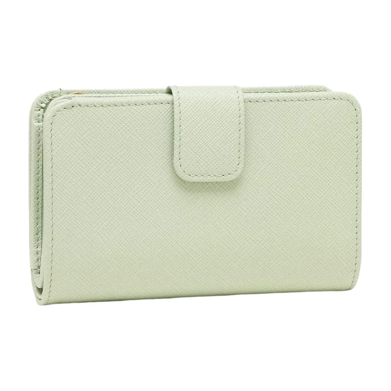 PRADA Saffiano Leather Wallet Women's Light Green-2