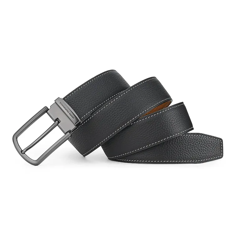 FAIRWHALE Double Sided With Vintage Pin Buckle Leather Belts Men's Width 3.5CM-2