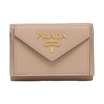 PRADA Saffiano Leather Wallet Mini Women's Fire Pink