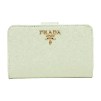 PRADA Saffiano Leather Wallet Women's Light Green