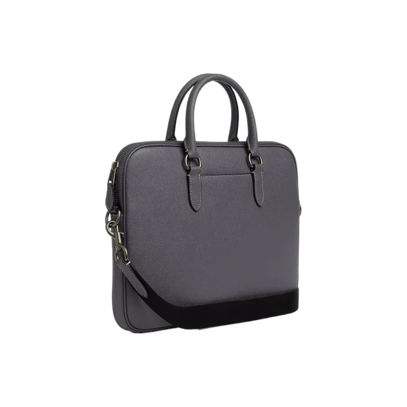 COACH Split Cow Leather Portable One Shoulder Crossbody Briefcase Tubas Men's Industrial Gray-1
