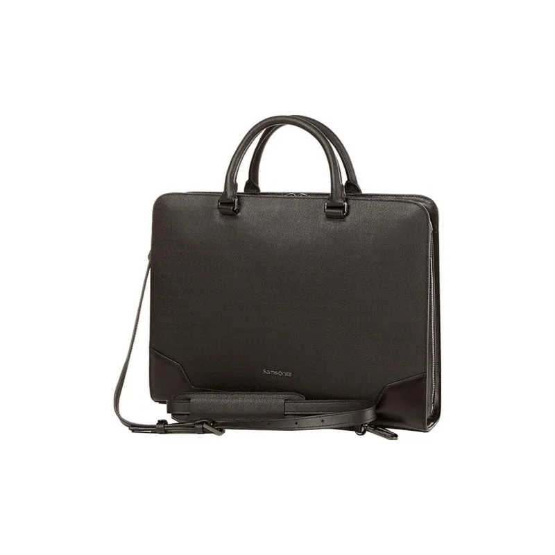 SAMSONITE Natural Cow Leather Briefcase Shoulder Bag Crossbody Bag Handbag Men's Black-2