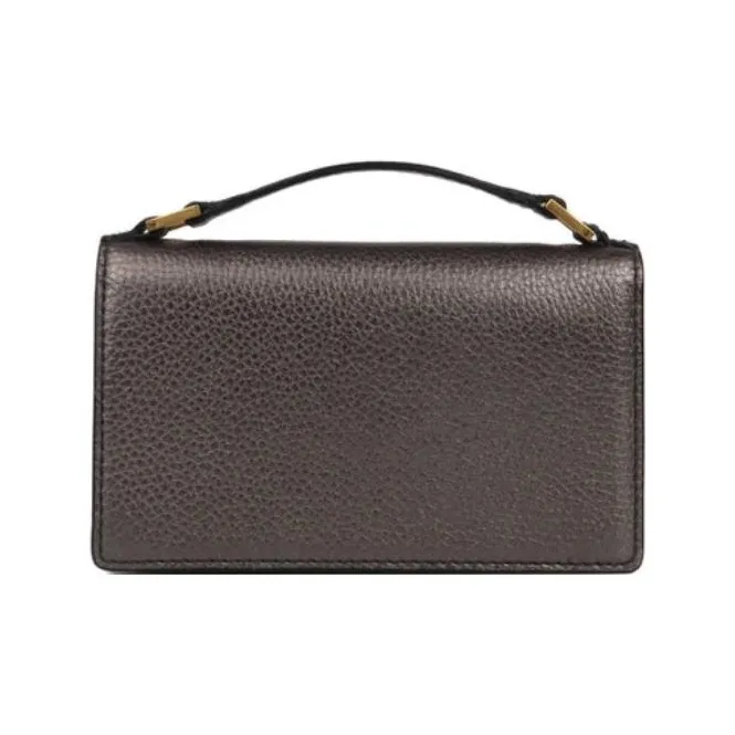 DIOR Grained Cow Leather Shoulder Bag Crossbody Bag Wallet Women's Gray-3