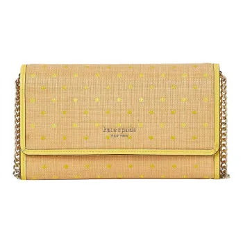 Kate Spade Roulette Raffia Finish One Shoulder Crossbody Clutches Women's Yellow