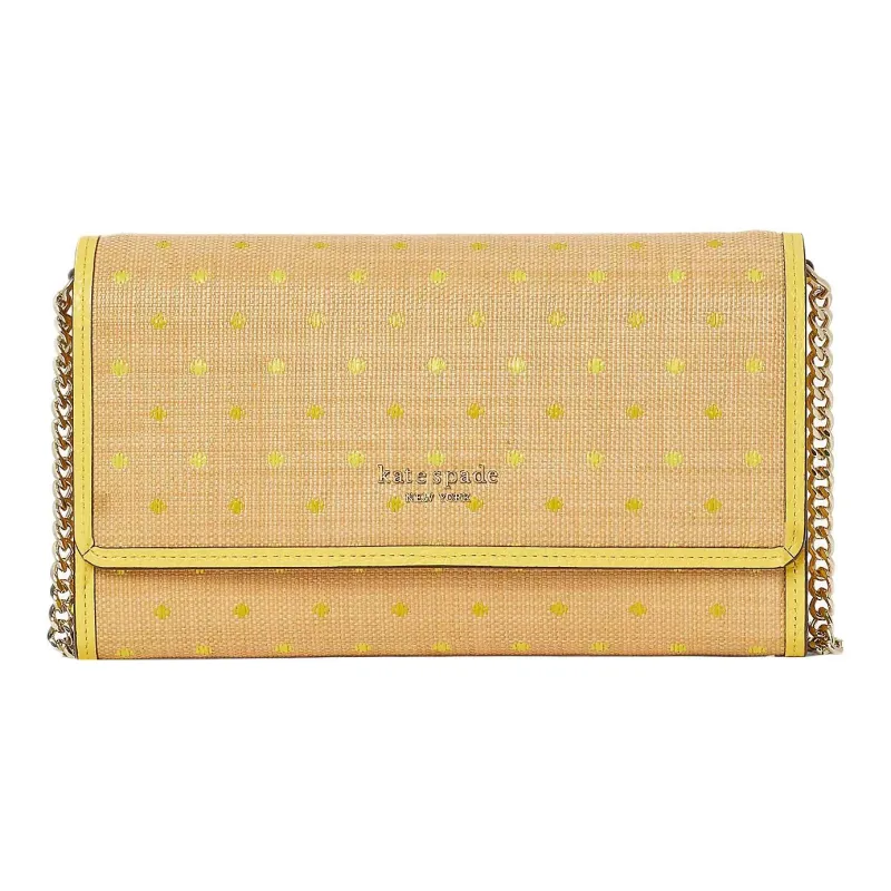 Kate Spade Roulette Raffia Finish One Shoulder Crossbody Clutches Women's Yellow-0