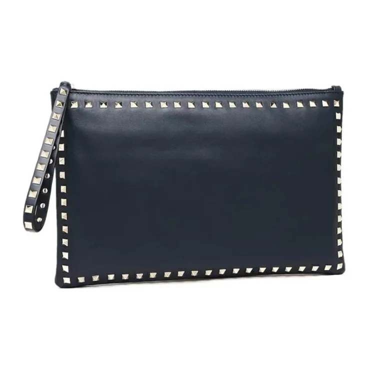 Valentino Leather Clutch Women's Navy-1