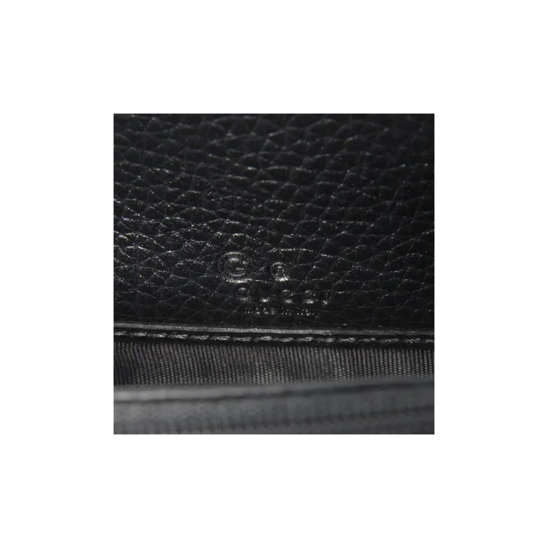 GUCCI Leather Wallet Women's Black-3
