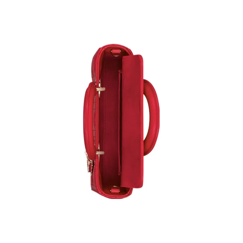 DIOR Lady D-JOY Lambskin Dior Bag Shoulder Bag Crossbody Bag Handbag Small Size Women's Red-3