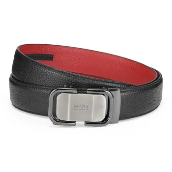 FAIRWHALE Slip on Embossed Automatic Buckle Durable Leather Belts Men's Width 3.5CM