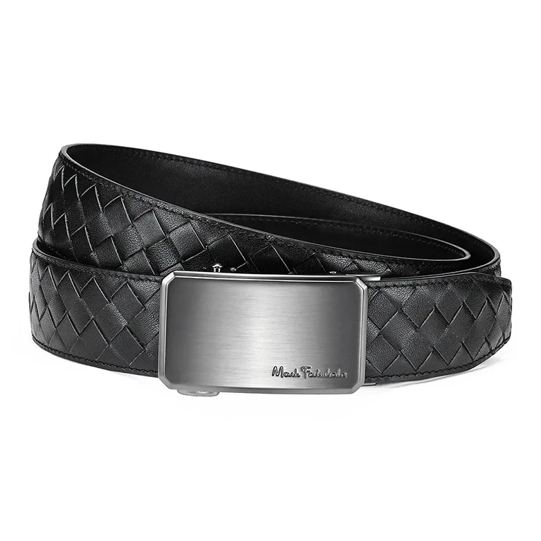 FAIRWHALE Woven Alloy Automatic Buckle Leather Belts Men's Width 3.5CM-4