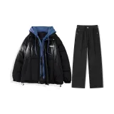 Set (black cotton suit + black jeans)