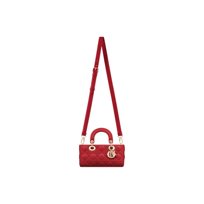 DIOR Lady D-JOY Lambskin Dior Bag Shoulder Bag Crossbody Bag Handbag Small Size Women's Red-5