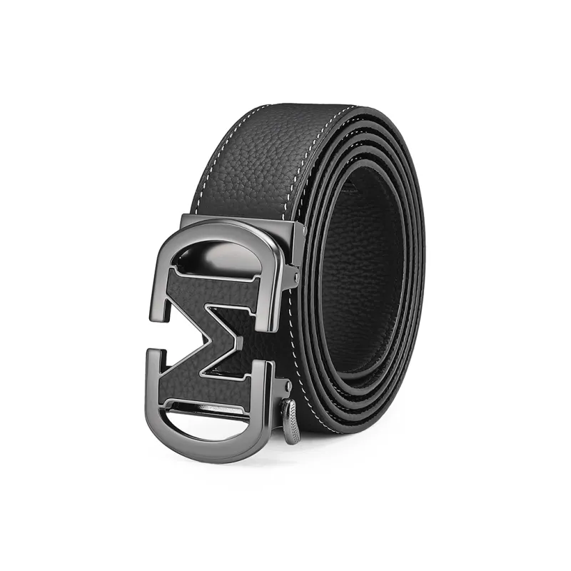 FAIRWHALE Brand Logo Automatic Buckle Vintage Leather Belts Men's Width 3.5CM-1