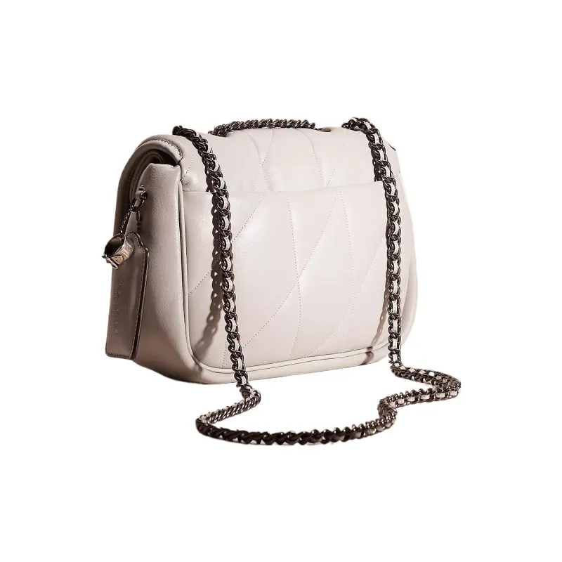 COACH Madison Nappa Leather Pillow Bag Handbag Shoulder Bag Women's White And Silver With Dove Gray-2