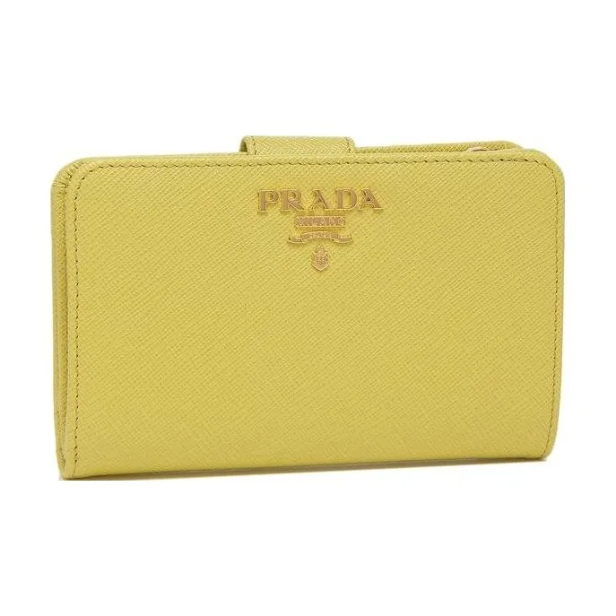 PRADA Saffiano Leather Wallet Women's Yellow-1