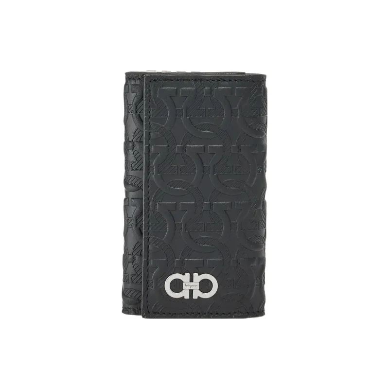 FERRAGAMO Calfskin Key Pouch Men's Black-0