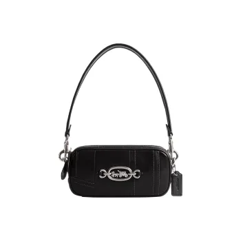 COACH Glove Tanning Baguette Bag, Portable Crossbody Bag, Shoulder Bag Trumpets Women's Black