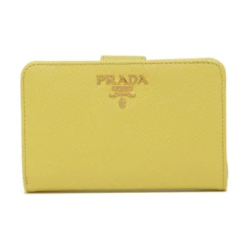 PRADA Saffiano Leather Wallet Women's Yellow