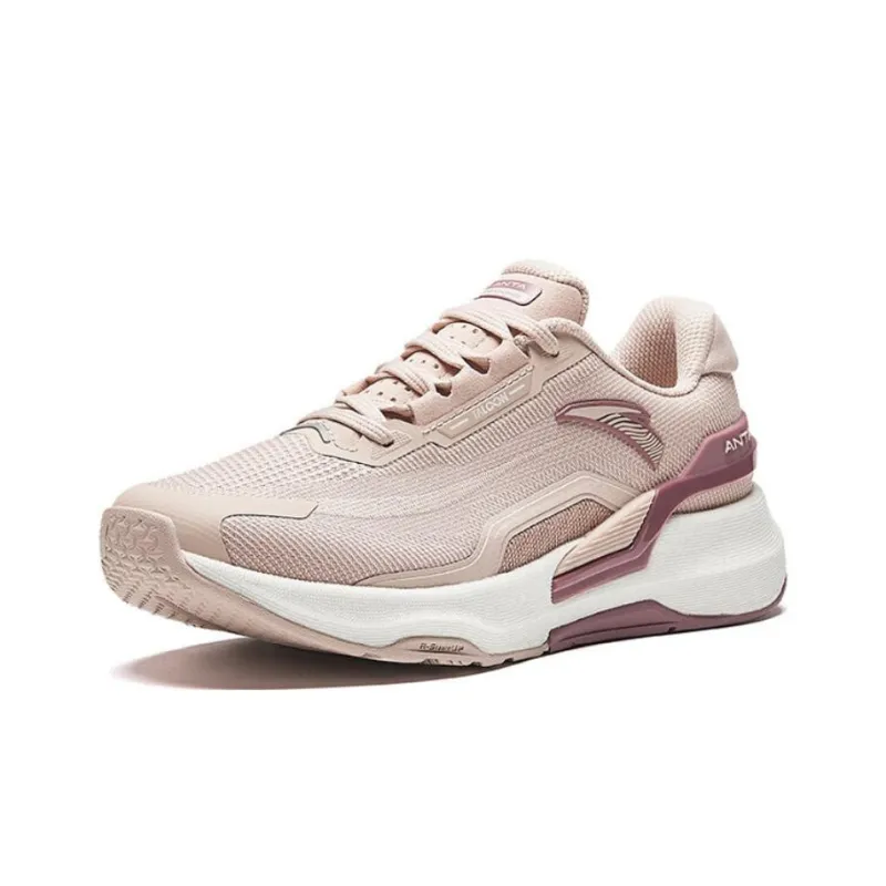 Anta Ignite Slip Resistant Cushioning Low Top Running Shoes Women's Pink Gray-1