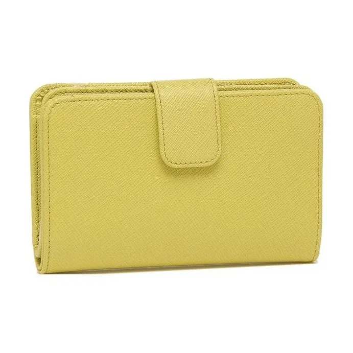 PRADA Saffiano Leather Wallet Women's Yellow-2