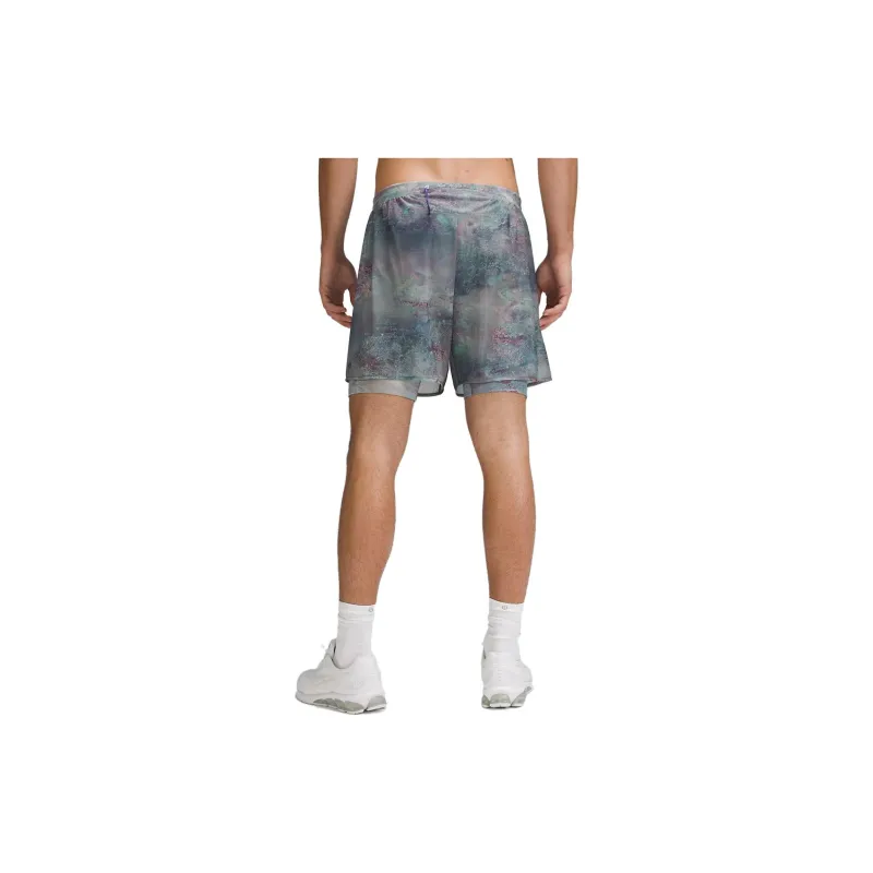 Lululemon Lab Lightweight Lined Mesh Short Casual Shorts Men's Grey/Supernatural Glow Multi-1